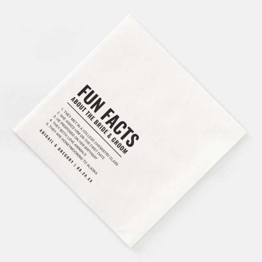 Leuke feiten over de bruid + bruidegom bruiloft servet (Hoek)