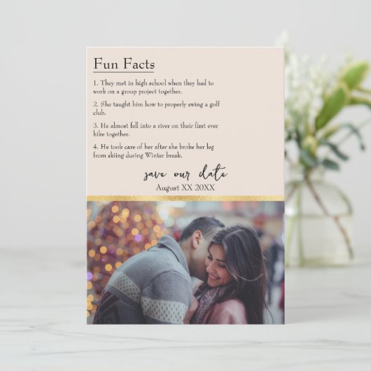 Leuke Feiten over de Bruid & bruidegom Foto op Cre Kaart (Staand voorkant)