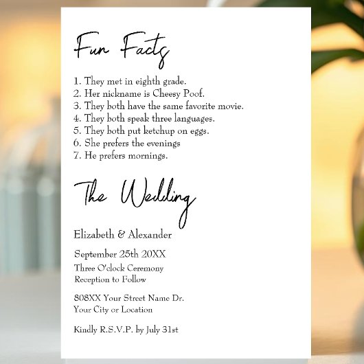 Leuke feiten over de bruid en bruidegom moderne br kaart