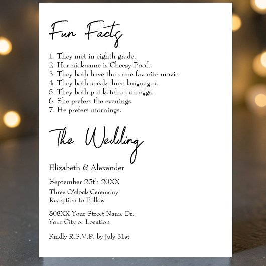 Leuke feiten over de bruid en bruidegom moderne br kaart