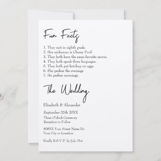 Leuke feiten over de bruid en bruidegom moderne br kaart (Voorkant)