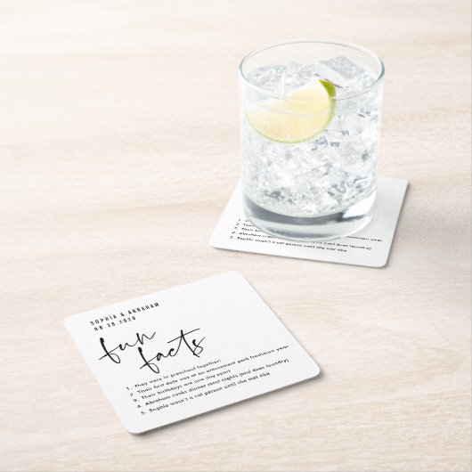 Leuke Feiten over het paar Bruiloft Kartonnen Onderzetters (Insitu)