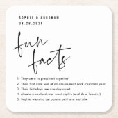 Leuke Feiten over het paar Bruiloft Kartonnen Onderzetters (Voorkant)