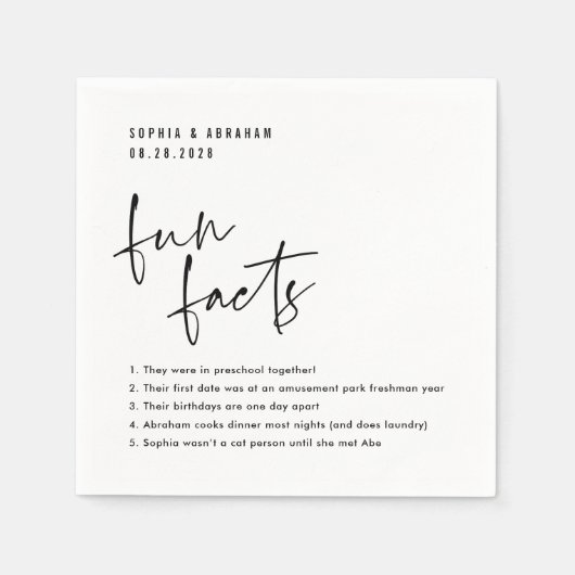 Leuke Feiten over het paar Bruiloft Servet (Voorkant)