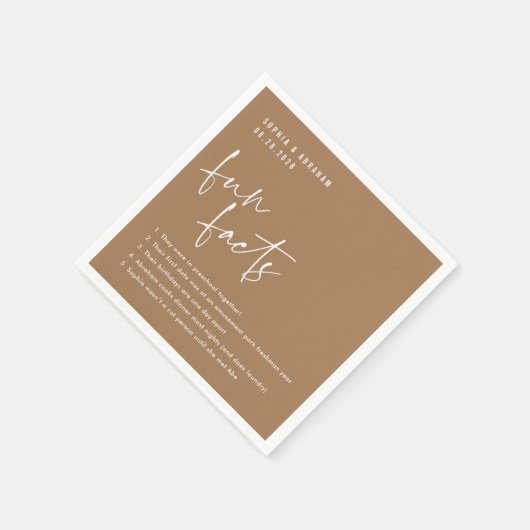 Leuke Feiten over het paar Camel Bruin Bruiloft Servet (Hoek)