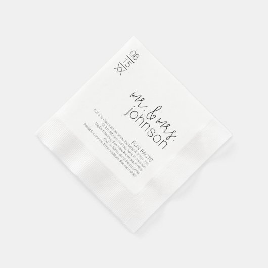 Leuke Feiten Over Het Paar - Moderne Bruiloft Servet (Hoek)