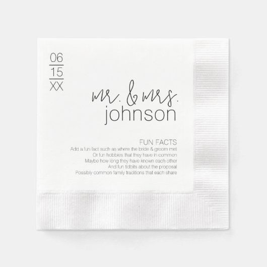 Leuke Feiten Over Het Paar - Moderne Bruiloft Servet (Voorkant)