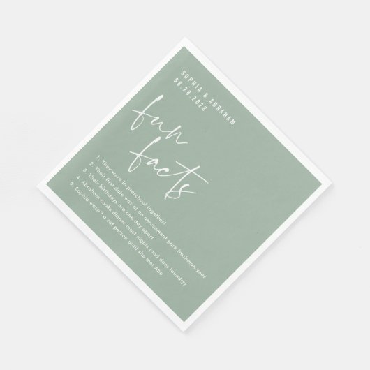 Leuke feiten over het paar Sage Green Wedding Servet (Hoek)