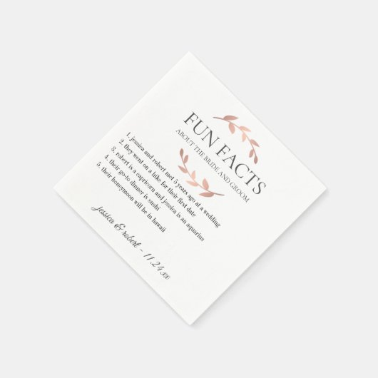 Leuke Feiten Roos Goud Gepersonaliseerde Papieren  Servetten (Hoek)