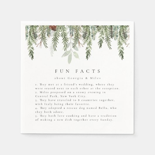 Leuke feiten Vakantie bruiloft gepersonaliseerd Servet (Voorkant)