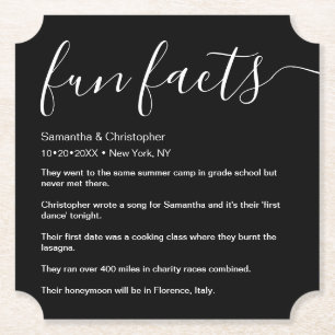 Leuke feiten vermeld Gepersonaliseerde zwart-wit Kartonnen Onderzetters