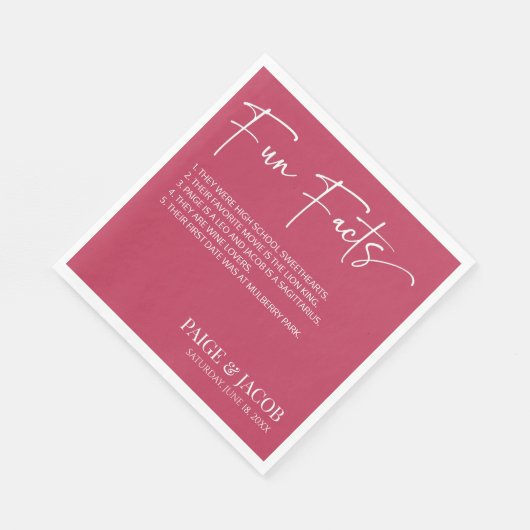 Leuke Feiten Viva Magenta Classic Minimal Bruiloft Servet (Hoek)