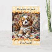 Leuke felicitatie met je nieuwe Cocker Spaniel hon Kaart (Voorkant)