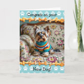 Leuke felicitatie met je nieuwe Yorkshire Terrier Kaart (Voorkant)