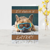 Leuke felicitatie met pensioen Franse Bulldog Kaart (Gele Bloem)