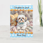 Leuke felicitaties met je nieuwe hond kaart (Voorkant)