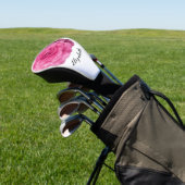 Leuke felroze roos bloem aangepaste naam dames golfheadcover (Insitu)