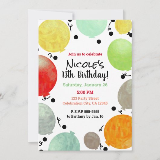 Leuke Fiesta Balloons Verjaardagsfeest Viering Kaart (Voorkant)