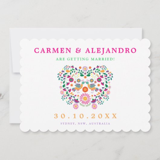 Leuke Fiesta Mexicaanse Bloemenkrans Save the Date Kaart (Achterkant)