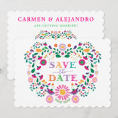 Leuke Fiesta Mexicaanse Bloemenkrans Save the Date Kaart (Voorkant / Achterkant)