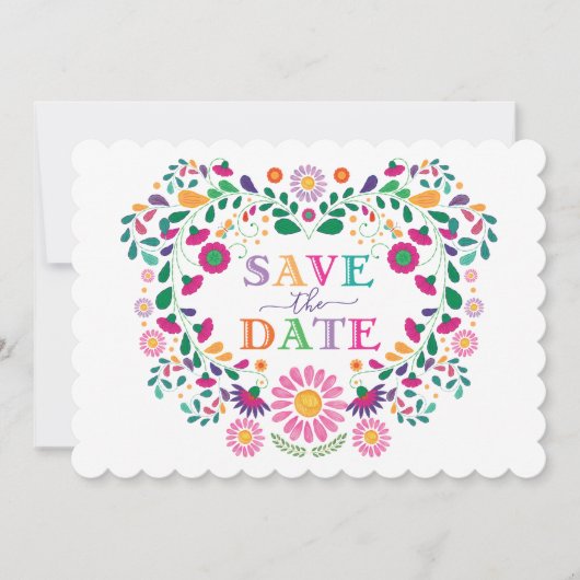 Leuke Fiesta Mexicaanse Bloemenkrans Save the Date Kaart (Voorkant)