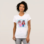 Leuke Fifties Sock Hop Monkey Cartoon Karakters T-shirt (Voorkant volledig)