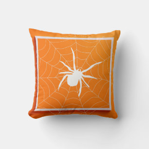 Leuke fijne Halloween Zwarte & Oranje Spinnenweb Kussen