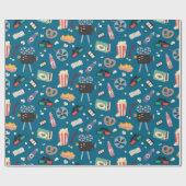 Leuke film Nachtfilm Popcorn Pattern Cadeaupapier (Vlak)
