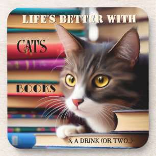 Leuke Fine Art Cat Boeken Booze Onderzetter