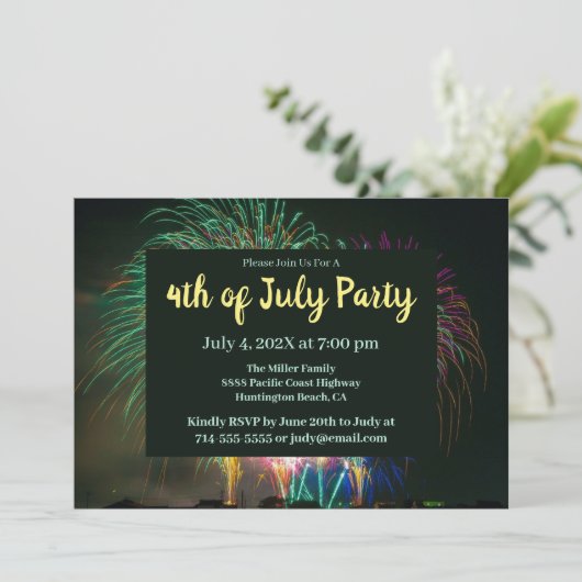 Leuke Fireworks Party uitnodiging (Staand voorkant)