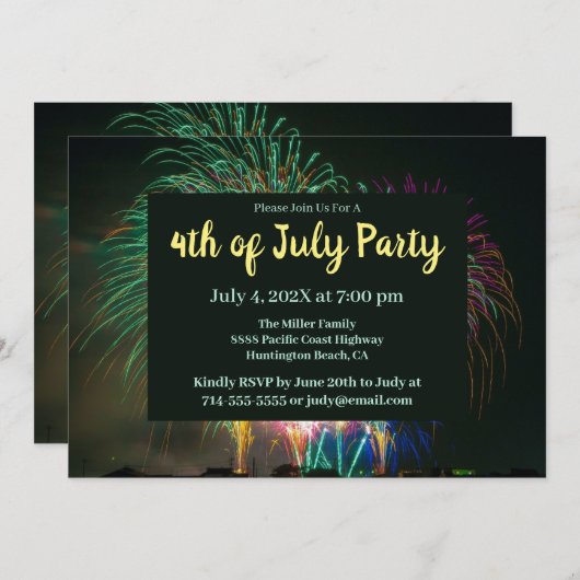 Leuke Fireworks Party uitnodiging (Voorkant / Achterkant)