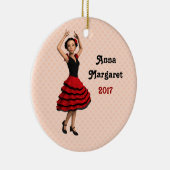 Leuke Flamenco Dancer (gepersonaliseerd) Keramisch Ornament (Rechts)