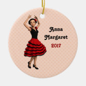 Leuke Flamenco Dancer (gepersonaliseerd) Keramisch Ornament (Voorkant)
