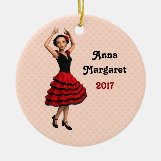 Leuke Flamenco Dancer (gepersonaliseerd) Keramisch Ornament (Voorkant)