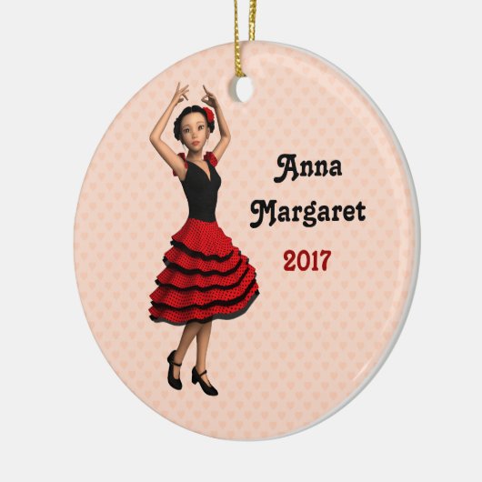 Leuke Flamenco Dancer (gepersonaliseerd) Keramisch Ornament (Links)