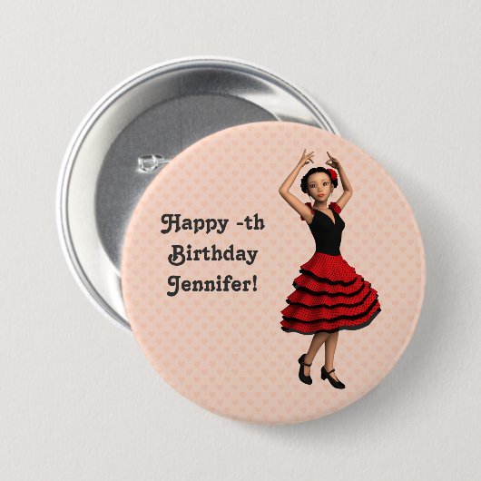Leuke Flamenco Dancer (gepersonaliseerd) Ronde Button 7,6 Cm (Voorkant /achterkant)