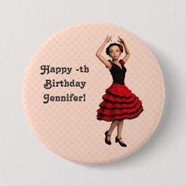 Leuke Flamenco Dancer (gepersonaliseerd) Ronde Button 7,6 Cm