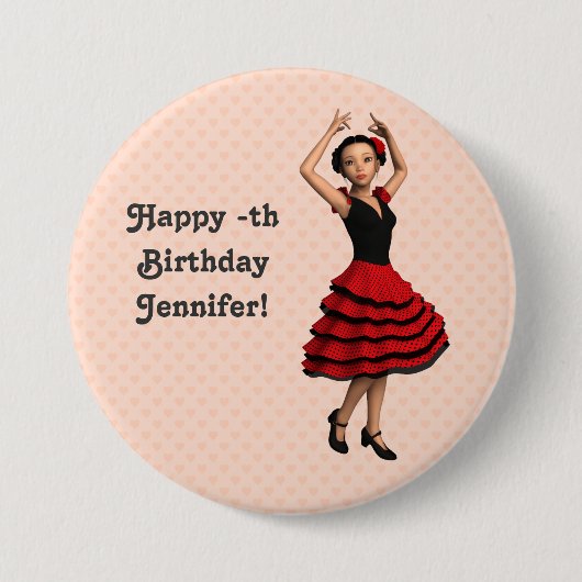 Leuke Flamenco Dancer (gepersonaliseerd) Ronde Button 7,6 Cm (Voorkant)