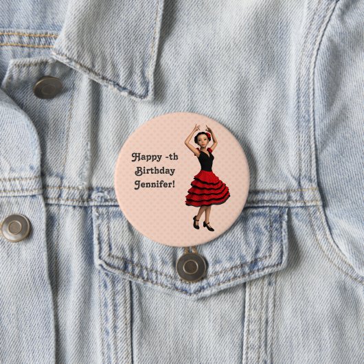 Leuke Flamenco Dancer (gepersonaliseerd) Ronde Button 7,6 Cm (In situ)