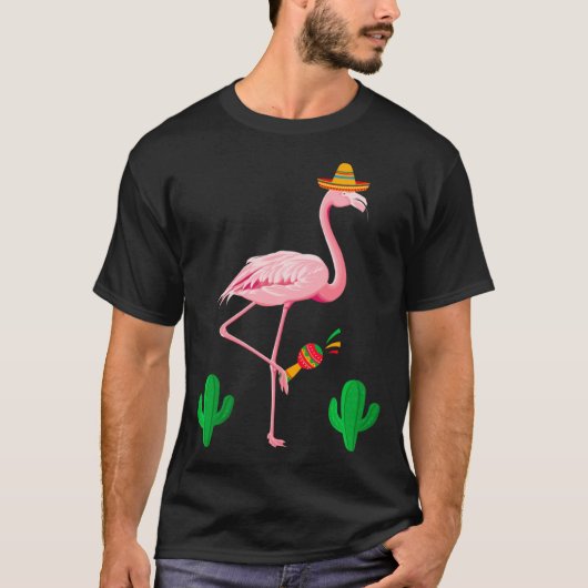 Leuke Flamingo Cinco De Mayo Mexicaanse Sombrero M T-shirt (Voorkant)
