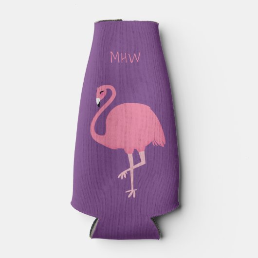 Leuke Flamingo custom monogram fleskoeler Flesjeskoeler (Voorkant)