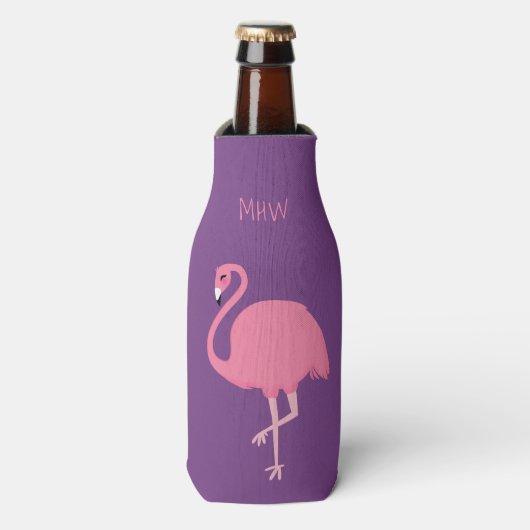 Leuke Flamingo custom monogram fleskoeler Flesjeskoeler (Fles Voorkant)
