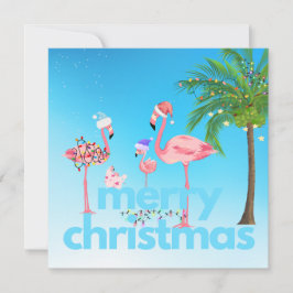 Leuke Flamingo Familie Kerst Kaart