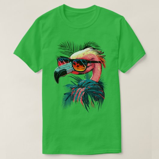 Leuke Flamingo in Zonnebril Retro Funny Be T-shirt (Design voorkant)