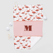 Leuke Flamingo roze custom monogram dames Golfhanddoek (Insitu)