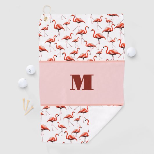 Leuke Flamingo roze custom monogram dames Golfhanddoek (Insitu)