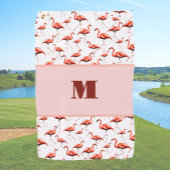 Leuke Flamingo roze custom monogram dames Golfhanddoek