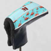 Leuke Flamingo roze en aqua custom monogram dames Golfheadcover (3/4 voorkant)