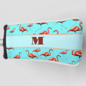 Leuke Flamingo roze en aqua custom monogram dames Golfheadcover (Voorkant)