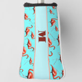 Leuke Flamingo roze en aqua custom monogram dames Golfheadcover (Draai 90)